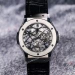 Silver Hublot Skeleton Tourbillon Clone Watch Hublot Classic Fusion 42mm Watch 